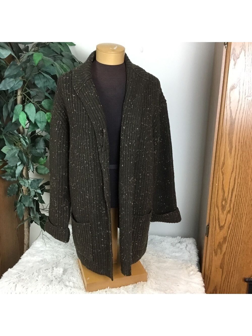J.jill Med Petite open front heavy sweater brown